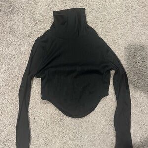Cropped Black Turtleneck Women's Top